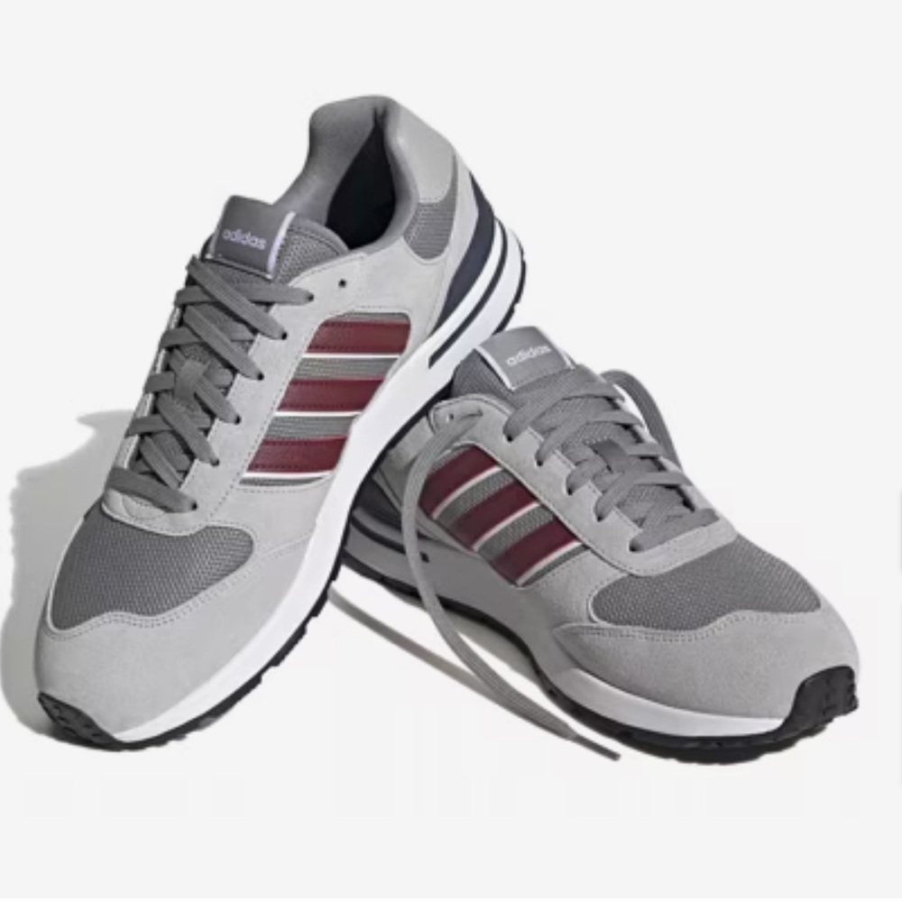 Adidas Men's Gray and Burgundy Sneakers